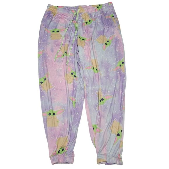 Star Wars Purple Capri Pants Pajama Bottoms Yoda Jedi Grogu Womens XL 16 18‎ - Picture 7 of 7